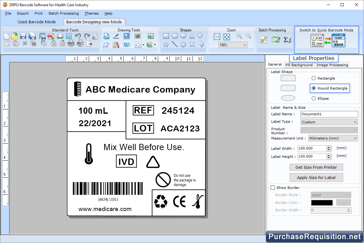 Pharmacy barcode software create healthcare barcodes label coupons