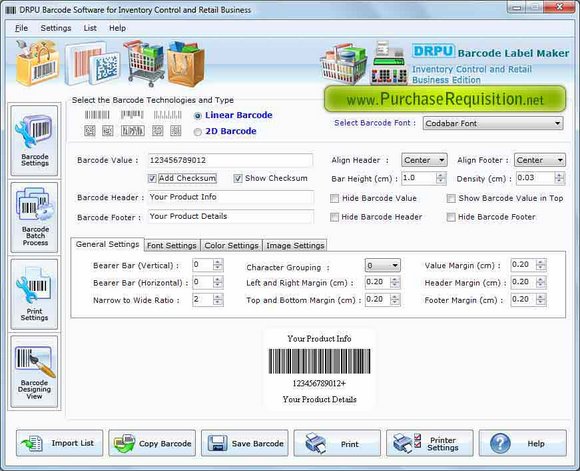 Screenshot of Retail Inventory Barcode Maker