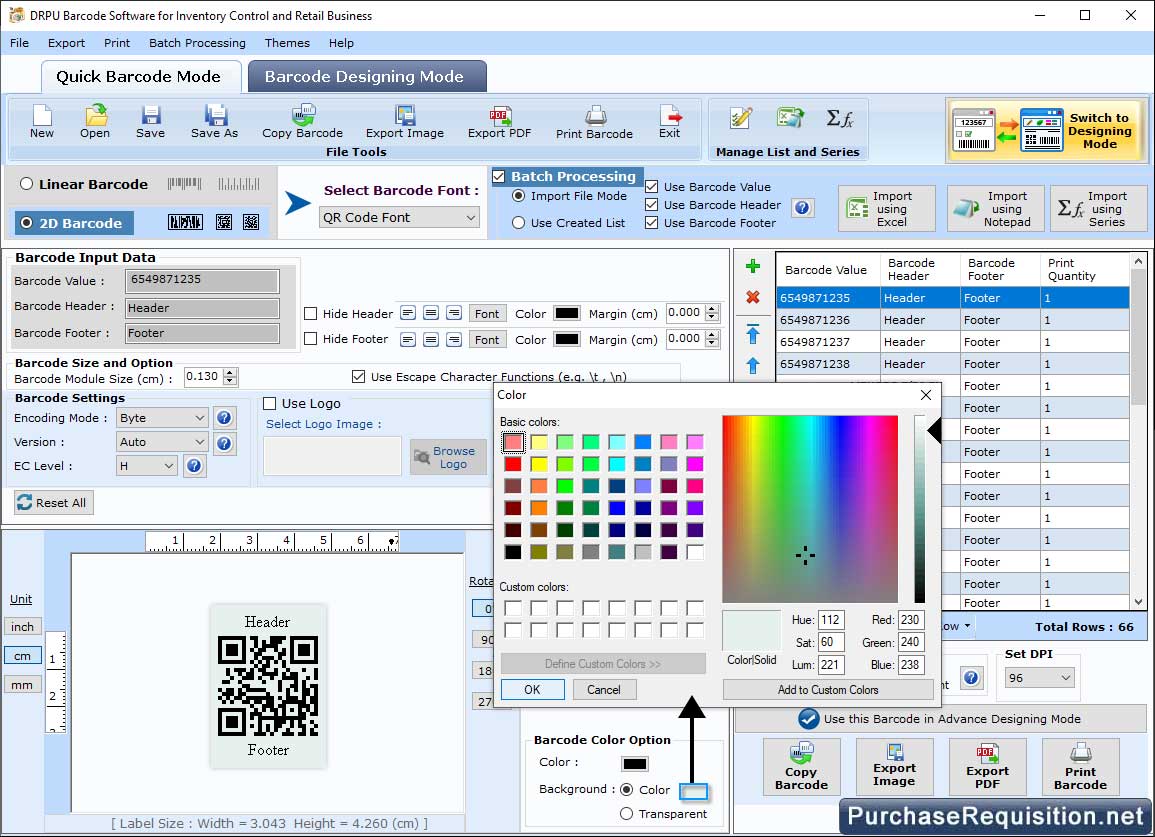 Set Color Settings