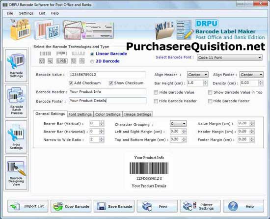 Windows 7 Barcode Maker for Post Office 8.3.0.1 full