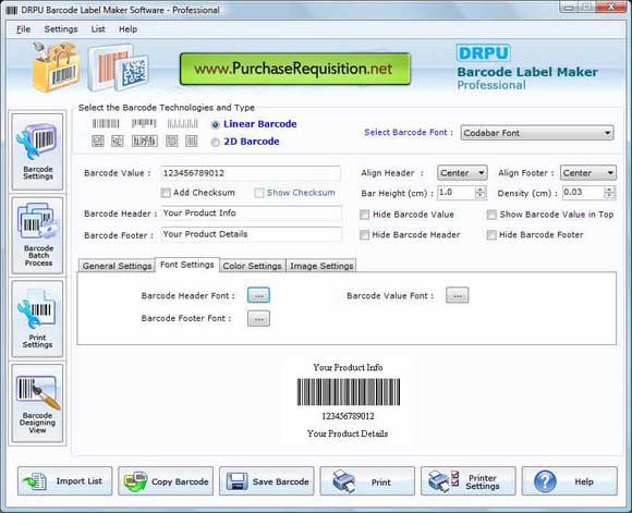 Barcode Software screenshot